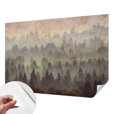 Papier peint photo sur tissu non tissé brouillard forestier