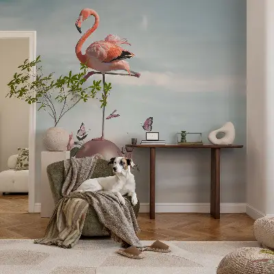 Papier peint photo sur tissu non tissé Flamant rose élégant