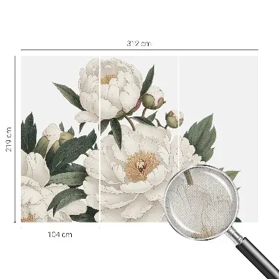 Papier peint intissé imprimé pivoines blanches