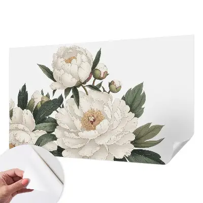 Papier peint intissé imprimé pivoines blanches