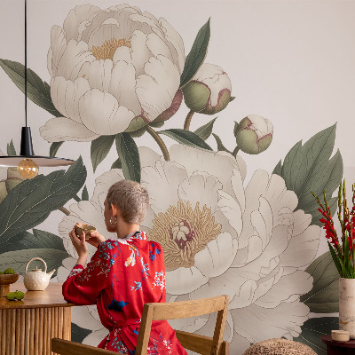 Papier peint chambre garçon Biele pivonky