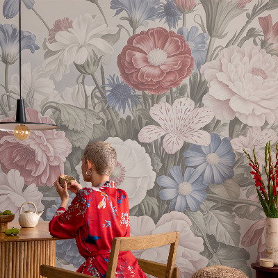 Papier peint tête de lit chambre adulte Farebná kytica