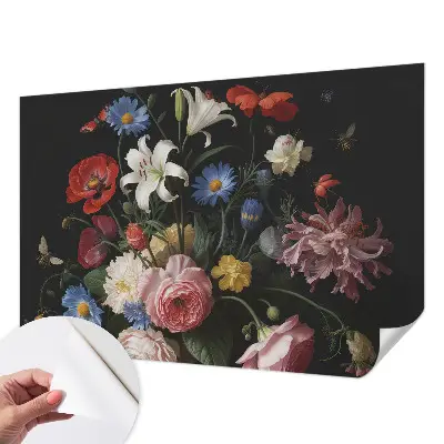 Papier peint intissé Fleurs avec des insectes