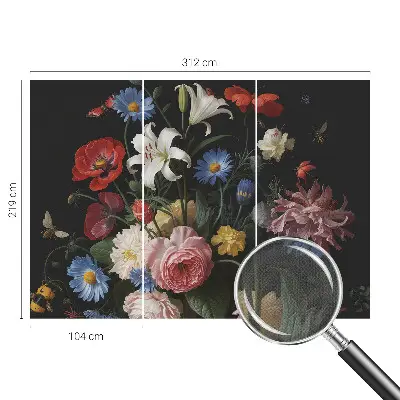 Papier peint intissé Fleurs avec des insectes