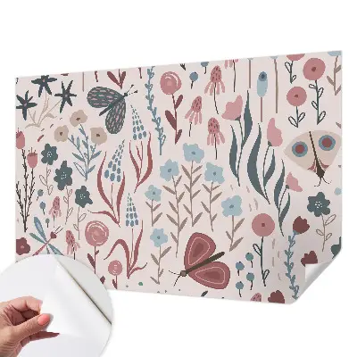 Papier peint photo sur tissu non tissé fleurs insectes