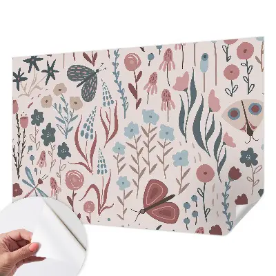 Papier peint photo sur tissu non tissé fleurs insectes