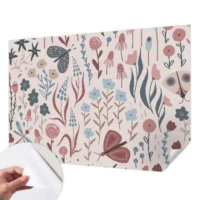 Papier peint photo sur tissu non tissé fleurs insectes