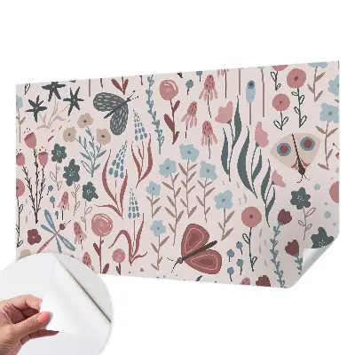 Papier peint photo sur tissu non tissé fleurs insectes