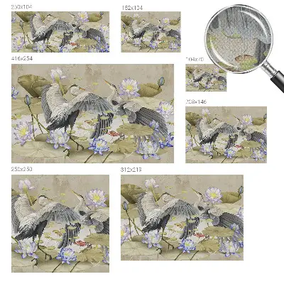 Papier peint intissé imprimé Oiseaux et lys