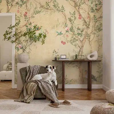 Papier peint photographique sur tissu non tissé accents floraux