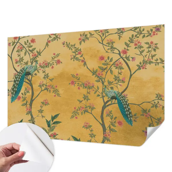 Papier peint photo imprimé sur tissu non tissé arbres à paons