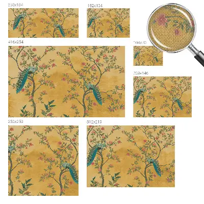 Papier peint photo imprimé sur tissu non tissé arbres à paons