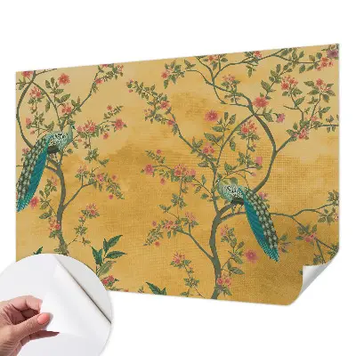 Papier peint photo imprimé sur tissu non tissé arbres à paons