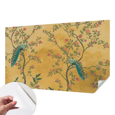 Papier peint photo imprimé sur tissu non tissé arbres à paons