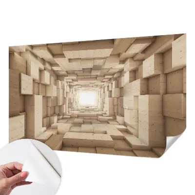 Papier peint photo grand format pour le mur tunnel en bois