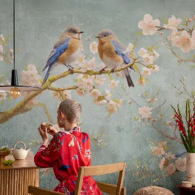 Papier peint photographique intissé oiseaux printaniers
