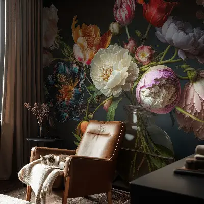 Papier peint photographique sur tissu non tissé bouquet de fleurs