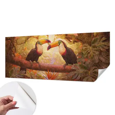 Papier peint photo sur tissu non tissé toucans colorés