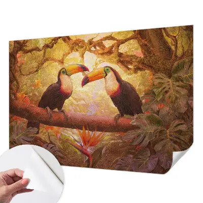 Papier peint photo sur tissu non tissé toucans colorés