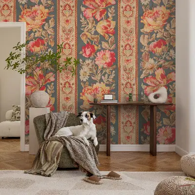 Papier peint intissé imprimé fleurs colorées