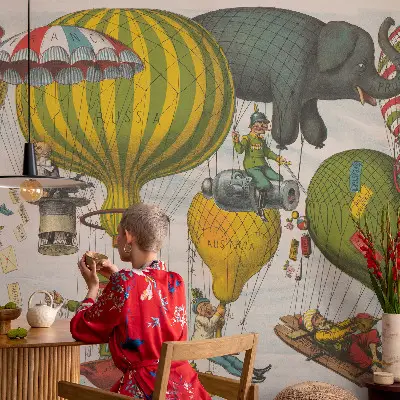 Papier peint intissé voyage en ballon
