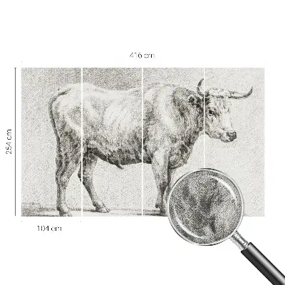 Papier peint photographique intissé Crayon Bull