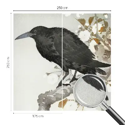 Papier peint intissé imprimé Corbeau dans les fleurs