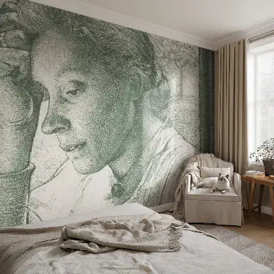 Papier peint intissé femme réfléchissante