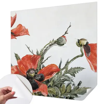 Papier peint photo imprimé sur tissu non tissé Coquelicots rouges