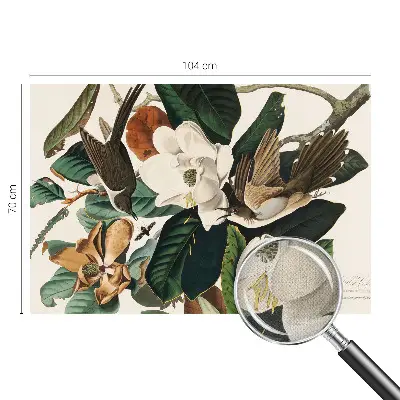 Papier peint photographique sur tissu non tissé oiseaux magnolias