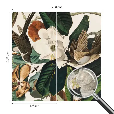 Papier peint photographique sur tissu non tissé oiseaux magnolias