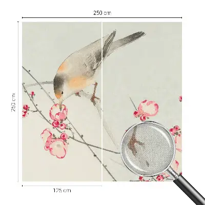 Papier peint photographique intissé oiseau des fleurs