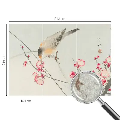 Papier peint photographique intissé oiseau des fleurs