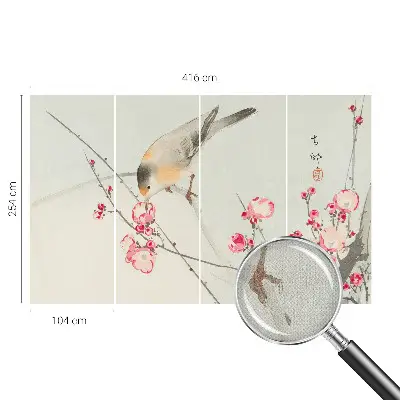 Papier peint photographique intissé oiseau des fleurs
