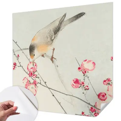Papier peint photographique intissé oiseau des fleurs