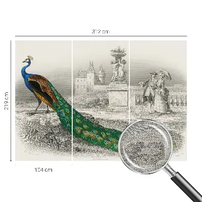 Papier peint intissé imprimé plumes colorées