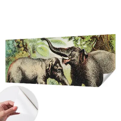 Papier peint photo imprimé sur tissu non tissé famille d'éléphants