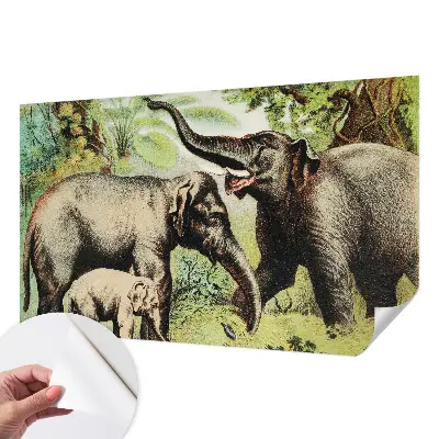 Papier peint photo imprimé sur tissu non tissé famille d'éléphants