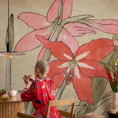 Papier peint intissé fleurs d'hémérocalle