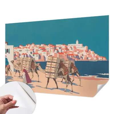 Papier peint intissé caravane de chameaux