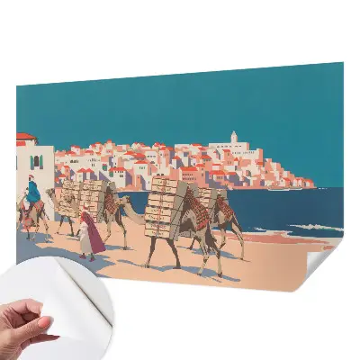 Papier peint intissé caravane de chameaux