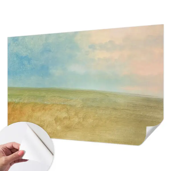 Papier peint intissé imprimé champs pastel
