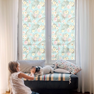 Film solaire fenêtre décoratif aspect vitrail Motif tropical