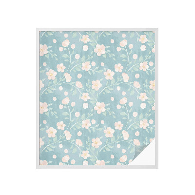 Sticker fenêtre vitrail adhésif fleurs pastel