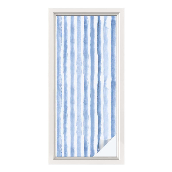 Film adhésif pour vitrage dépoli vitrail rayures bleues