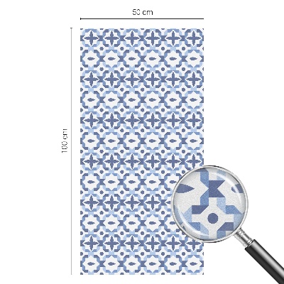 Film adhésif pour vitrage dépoli vitrail Mosaïque bleue
