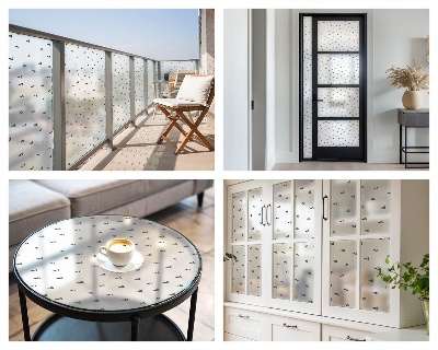 Film solaire fenêtre décoratif aspect vitrail Triangles géométriques