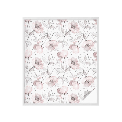 Film solaire fenêtre décoratif aspect vitrail feuilles de rose