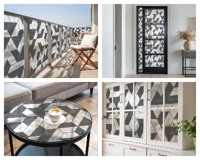 Film adhésif pour vitrage dépoli vitrail Illusions géométriques