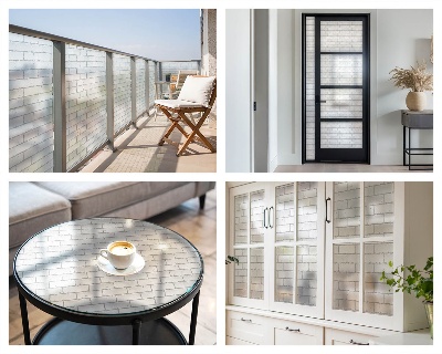 Sticker fenêtre vitrail adhésif texture de brique